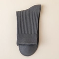 Men's dark gray crew sock with vertical rib knit texture for casual business wear - One Size / Dark Gray