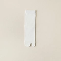 Classic white ribbed Tabi socks with two-toe design and mid-calf length for comfort - White