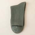 Men's sage green ribbed crew socks made of breathable cotton in a minimalist business style - One Size / Green