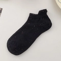 Black low cut speckled cotton boat socks with colorful flecks and heel tab detail - One Size / Black