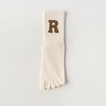 Cream-colored five-finger yoga socks with brown R-letter detail and non-slip design - Off-white
