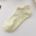 Cream low cut ankle socks with colorful rainbow flecks and ribbed cuff detail - One Size / Yellow
