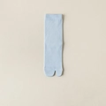 Light blue ribbed two-toe socks made of breathable knit fabric for flip-flop shoes - Blue