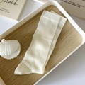 Chaussettes mi-mollet blanches côtelées en coton respirant pour femmes - Taille unique / Blanc Cassé