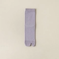 Japanese style light purple ribbed tabi socks with two-toe design and comfortable cuff - Purple