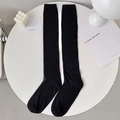Calcetines negros minimalistas de media pierna con textura de canalé transpirable - Talla única / Negro