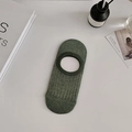 Dark green mesh low cut invisible socks with ribbed texture and cutout detail - One Size / Green
