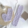 Sweet light purple lace socks in a semi-transparent wave texture with vintage style - One Size / Purple