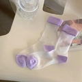 Calze bianche trasparenti in seta di vetro con tallone e punta viola a contrasto donna - Taglia unica / Viola