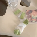 Calze a rete trasparenti in verde avocado e bianco con stile minimalista patchwork - Taglia unica / Verde