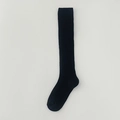 Classic ribbed knit knee-high socks in solid black for a slimming Japanese JK aesthetic - One Size / Black