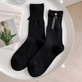 Chaussettes mi-mollet noires style ballet avec nœud en soie et perle en forme de cœur - Taille unique / Noir