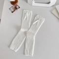 Scaldamuscoli bianchi a maglia con fiocchi di seta, stile estetico balletcore giapponese - Taglia unica / Bianco su Bianco