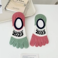 Pink and sage green five-finger hidden liner socks with Class of 2023 print - Pink and Green Toe