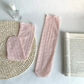 Rosa transparente Spitzen Kniestrümpfe im Vintage Stil mit atmungsaktivem Blumenmuster - Einheitsgröße / Rosa