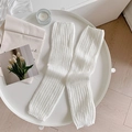 Sweet white Lolita leg warmers featuring soft rib-knit cotton texture for women - One Size / White