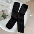 Classic black ribbed knit leg warmers for women in a soft Lolita Japanese JK style - One Size / Black