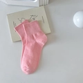 Pastel pink cotton crew socks featuring a classic ribbed cuff for casual daily wear - One Size / Pink