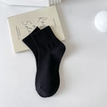 Classic black candy-colored low-cut socks with ribbed cuffs in high-quality soft cotton blend - One Size / Black