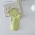 Minimalist light green cotton rib knit ankle socks in lime candy color for women - One Size / Fruit Green