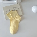 Light yellow knit cotton socks with ribbed cuffs in a minimalist low-cut design - One Size / Yellow