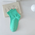 Minimalist mint green ribbed crew socks for women in soft cotton blend knit - One Size / Dark Green