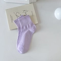Lavender purple cotton knit crew socks with a comfortable ribbed cuff design - One Size / Purple