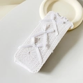 Calze bianche lolita giapponesi in pizzo traforato con fiocchi di raso elegante - Taglia unica / Bianco