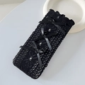 Calze nere Lolita in pizzo traforato con fiocchi di raso dallo stile giapponese JK - Taglia unica / Nero