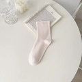 Calze classiche in cotone rosa chiaro a metà polpaccio da donna in stile minimalista - Rosa Chiaro