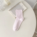 Minimalist soft pink crew socks in high-quality cotton blend for women and girls - Pink Purple