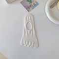 White knit five-finger toe socks with open back for yoga and non-slip daily wear - White
