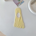 Pale yellow five-toe invisible socks with breathable cutout and non-slip silicone - Yellow