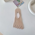 Women's five-finger invisible socks in beige skin tone with non-slip silicone grip - Khaki
