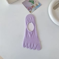 Breathable lavender five-finger yoga socks with open-back cutout and anti-slip grip - Purple