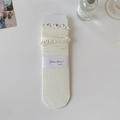 Calcetines blancos con bordes de volantes para mujer con textura de punto de canalé suave - Talla única / Blanco Roto