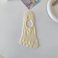 Breathable cream yellow five-finger invisible boat socks for women with anti-slip heel - Milky Yellow