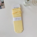 Calcetines de punto acanalado amarillo claro con puños con volantes y textura suave - Talla única / Amarillo Leche
