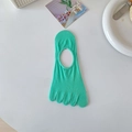 Bright green five-finger yoga socks with non-slip silicone and open back design - Dark Green