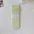 Calcetines acanalados verde menta para mujer con elegantes bordes de volantes - Talla única / Verde Hierba