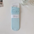 Light blue lettuce edge ribbed crew socks for women with a sweet minimalist design - One Size / Light Blue