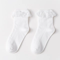 Calze bianche dolci con bordo in pizzo decorativo e trama a maglia per donne e ragazze - Bianco