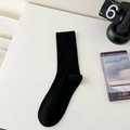Classic black crew socks for men with vertical ribbed texture on a white background - One Size / Black