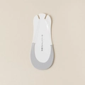 Grey invisible forefoot sock with elastic straps shown on white foot display card - One Size / Gray