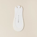 White ultra-low cut invisible boat socks displayed on a professional foot mold - One Size / White