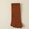 Dark brown five-toe yoga socks with anti-slip silicone dots and ribbed cuffs - One Size / Orange Red