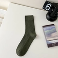 Deep olive green mid-calf ribbed socks with a minimalist urban casual design for men - One Size / Army Green