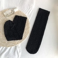 Ademende zwarte kanten slouch-sokken met elegant meshbladpatroon voor dames - Eén maat / Zwart