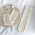 Retro cream mesh crew socks with vintage lace leaf pattern and breathable openwork design - One Size / Beige