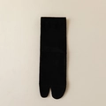Women's black cotton tabi toe socks in minimalist mid-tube style for sandals - Black